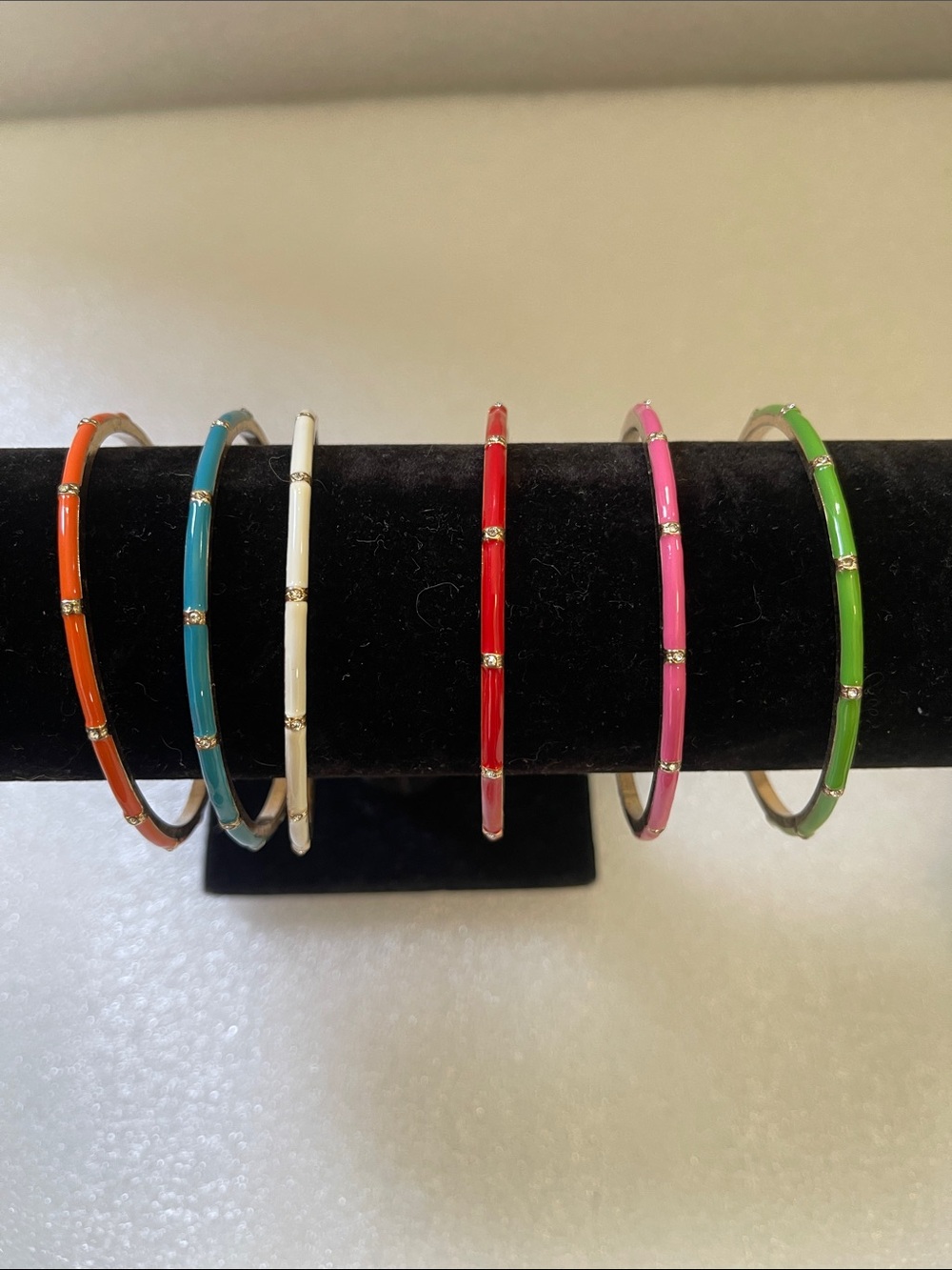 Enamel Skinny Bangle Bracelet - Multi Color Options Sold as a Set (6)